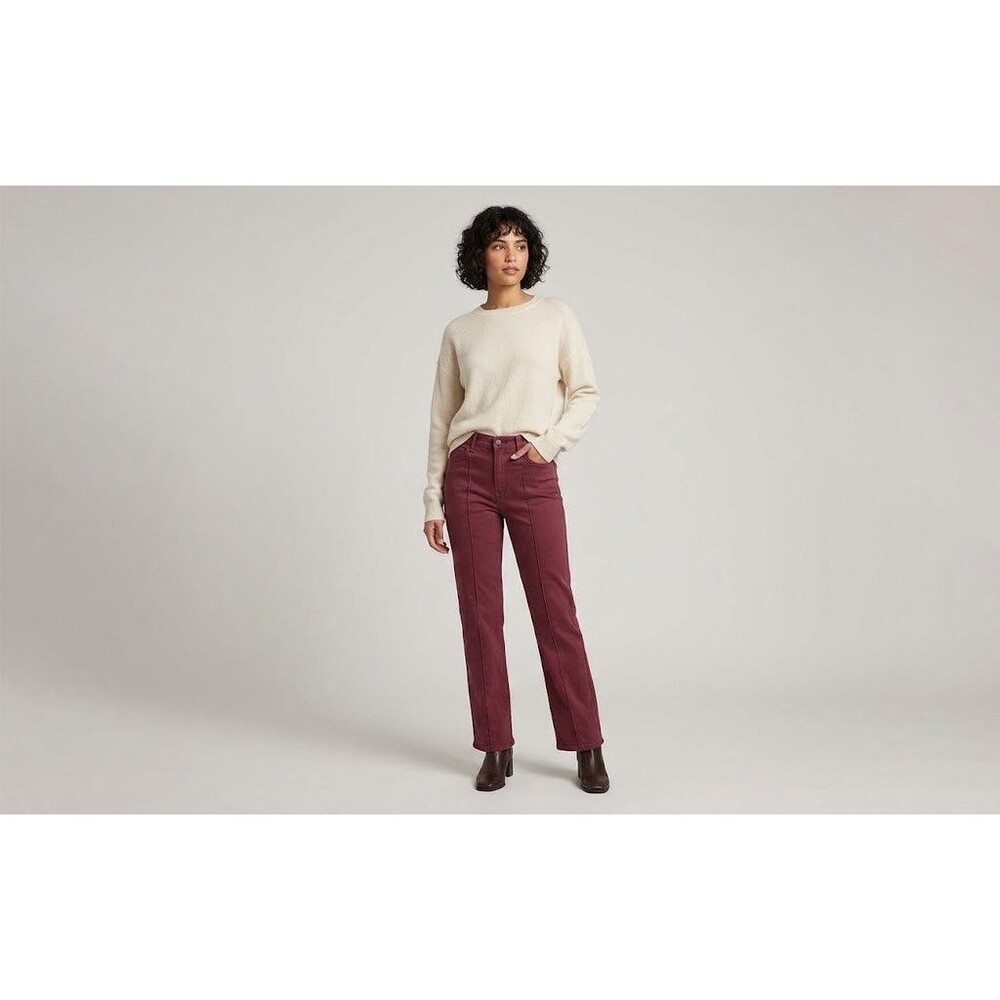 Judy Blue Women's Burgundy Straight Jeans Stretch 5-Pocket Button Cotton Denim